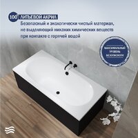 Ванна Lauter Ava 150 21208050 (с ножками и черным подголовником) - Превью изображения №5 — Интернет-Магазин TECNO.BY