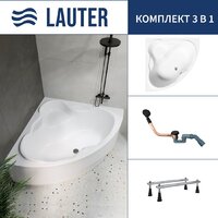 Lauter Riviera 150x150 21050150 (с ножками и сифоном 21Y11021 матовый черный)