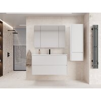 Symbolite Тумба под умывальник Лима 100 Line Plus 2 ящика + Line 100x48 (подвесная, белый матовый/жасмин) Image #8