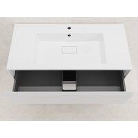 Symbolite Тумба под умывальник Лима 100 Line Plus 2 ящика + Line 100x48 (подвесная, белый матовый/жасмин) Image #7