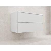 Symbolite Тумба под умывальник Лима 100 Line Plus 2 ящика + Line 100x48 (подвесная, белый матовый/жасмин) Image #4