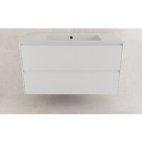 Symbolite Тумба под умывальник Лима 100 Line Plus 2 ящика + Line 100x48 (подвесная, белый матовый/жасмин)