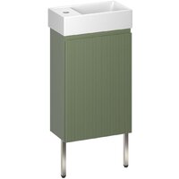 Wellsee Тумба под умывальник 3 в 1 WC Area 221805004 (тумба/матовый зеленый, раковина/глянцевый белый, ножки/нержавеющая сталь)