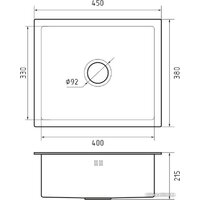 GranFest Metal нержавеющая сталь AISI 304 GF-4538 графит (с сифоном) Image #2