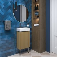 Wellsee Тумба под умывальник 3 в 1 WC Area 221803004 (тумба/матовый бежевый, раковина/глянцевый белый, ножки/нержавеющая сталь) Image #7