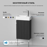 Wellsee Тумба под умывальник 3 в 1 WC Area 221802004 (тумба/матовый темно-серый, раковина/глянцевый белый, ножки/нержавеющая сталь) Image #8