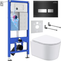 Roxen Simple Compact в комплекте с инсталляцией StounFix Dual Fresh 6 в 1 965318 (кнопка: черное стекло)