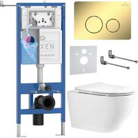 Roxen Antares Tornado Long в комплекте с инсталляцией StounFix Dual Fresh 6 в 1 868449 (кнопка: золото глянцевая)