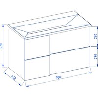 Lauter Тумба под умывальник Nelli 90 (антрацит п/мат/бело-серый) Image #2