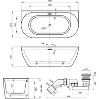 Wellsee Belle Spa 3.0 170x80 235901003 (пристенная ванна белый глянец, экран, ножки, сифон-автомат матовый черный) Image #10