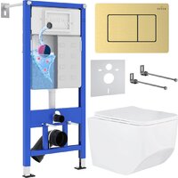 Roxen Boro в комплекте с инсталляцией StounFix Dual Fresh 6 в 1 968466 (кнопка: брашированное золото)