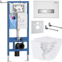 Roxen Antares Tornado Long в комплекте с инсталляцией StounFix Dual Fresh 6 в 1 868446 (кнопка: белый/хром глянцевая)