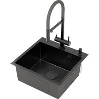 Кухонная мойка Roxen Simple 560220-50B-GR графит/текстурная PVD покрытие (с коландером и дозатором) - Превью изображения №12 — Интернет-Магазин TECNO.BY