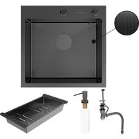 Кухонная мойка Roxen Simple 560220-50B-GR графит/текстурная PVD покрытие (с коландером и дозатором) - Превью изображения №11 — Интернет-Магазин TECNO.BY