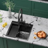 Кухонная мойка Roxen Simple 560220-50B-GR графит/текстурная PVD покрытие (с коландером и дозатором) - Превью изображения №3 — Интернет-Магазин TECNO.BY