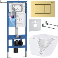 Roxen Antares Tornado Long в комплекте с инсталляцией StounFix Dual Fresh 6 в 1 868445 (кнопка: брашированное золото матовая)