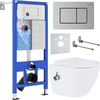 Roxen Antares Bidet в комплекте с инсталляцией StounFix Dual Fresh 6 в 1 968424 (кнопка: сатин)