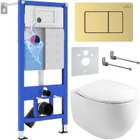 Roxen Egg в комплекте с инсталляцией StounFix Dual Fresh 6 в 1 968475 (кнопка: брашированное золото)