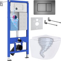 Унитаз подвесной Roxen Antares Tornado Long в комплекте с инсталляцией StounFix Dual Fresh 6 в 1 868441 (кнопка: оружейная сталь матовая) - Превью изображения №1 — Интернет-Магазин TECNO.BY