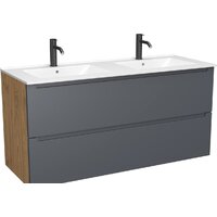 ЗОВ Тумба с умывальником Дион 120 D120LHO0M7015MKV5-OL120 (графит матовый/дуб)