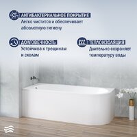 Ванна Lauter Monaco 170x72.5 2113170L (с каркасом и сифоном 21Y32002 белый) - Превью изображения №6 — Интернет-Магазин TECNO.BY