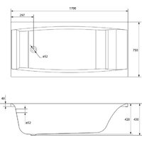 Cersanit Virgo 170x75 с ножками со смесителем Brasko Black однорычаж. (с сифоном Prime) Image #17