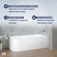 Ванна Lauter Monaco 170x72.5 2113170R (с каркасом и сифоном 21Y11021 матовый черный) - Превью изображения №6 — Интернет-Магазин TECNO.BY