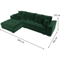 Лига диванов НордСтар левый 121108L (велюр зеленый/подушки велюр зеленый) Image #9