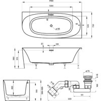Ванна Wellsee Belle Spa 2.0 170x75 235806002 (пристенная ванна (правая) белый глянец, экран, каркас, сифон-автомат глянцевый белый) - Превью изображения №10 — Интернет-Магазин TECNO.BY