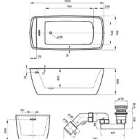Wellsee Idéal 170x78 236901004 (отдельностоящая ванна белый глянец, экран, ножки, сифон-автомат золото) Image #10