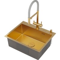 Кухонная мойка Roxen Simple 560220-60G-GR золото/текстурная PVD покрытие (с коландером и дозатором) - Превью изображения №12 — Интернет-Магазин TECNO.BY