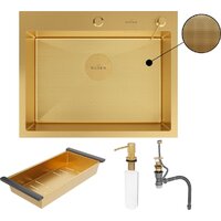 Кухонная мойка Roxen Simple 560220-60G-GR золото/текстурная PVD покрытие (с коландером и дозатором) - Превью изображения №11 — Интернет-Магазин TECNO.BY