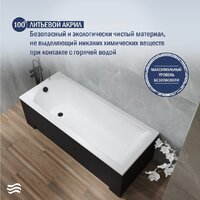 Lauter Amelia 150 21204050 (с ножками, лицевым экраном черного цвета и сифоном 21Y11021 матовый черный) Image #5