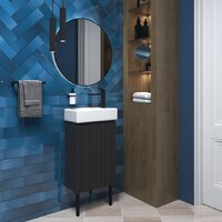 Wellsee Тумба под умывальник 3 в 1 WC Area 221802005 (тумба/матовый темно-серый, раковина/глянцевый белый, ножки/матовый черный) Image #7