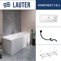 Lauter Olympia 170x75 21100075 (с каркасом и сифоном 21Y31001 матовый черный)