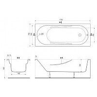 Cersanit Mito Red 170x70 с ножками со смесителем Brasko Black однорыч. (с сифоном Prime) Image #6