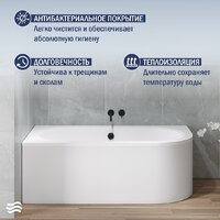 Ванна Lauter Bliss 170 L 21201071L (с каркасом и сифоном 21Y11030 хром) - Превью изображения №6 — Интернет-Магазин TECNO.BY
