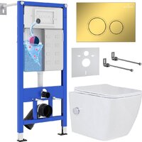 Roxen Cube bidet в комплекте с инсталляцией StounFix Dual Fresh 6 в 1 968094 (кнопка: золото глянцевое )