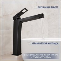 Умывальник Lauter 21502+Cascade 21СК0655BS+сифон 21635B+с дон.клапаном 21190B (черный матовый) - Превью изображения №6 — Интернет-Магазин TECNO.BY