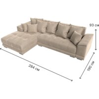 Лига диванов НордСтар левый 121105L (велюр бежевый/подушки велюр бежевый) Image #9