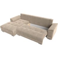 Лига диванов НордСтар левый 121105L (велюр бежевый/подушки велюр бежевый) Image #6