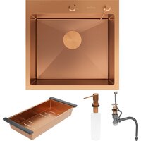 Кухонная мойка Roxen Simple 560220-50BR-V бронза/текстурная PVD покрытие (с коландером и дозатором) - Превью изображения №11 — Интернет-Магазин TECNO.BY