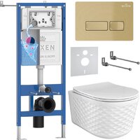 Roxen Vine Tornado в комплекте с инсталляцией StounFix Dual Fresh 6 в 1 979006 (кнопка: брашированное золото)