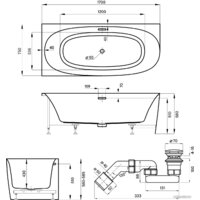 Wellsee Belle Spa 2.0 170x75 235805002 (пристенная ванна (левая) белый глянец, экран, каркас, сифон-автомат глянцевый белый) Image #10
