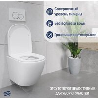 Унитаз подвесной Lauter Vortex 2110830+GROHE Rapid SL 38721001+37131000 с кнопкой (овальная, хром) - Превью изображения №3 — Интернет-Магазин TECNO.BY