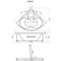 Ванна Triton Сабина 160x160 Экстра Стандарт Flat (с гидромассажем) - Превью изображения №2 — Интернет-Магазин TECNO.BY