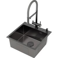 Кухонная мойка Roxen Simple 560220-50B-V графит/текстурная PVD покрытие (с коландером и дозатором) - Превью изображения №10 — Интернет-Магазин TECNO.BY