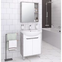 Runo Тумба под умывальник Эко 50 (напольная, белый/серый бетон) Image #3