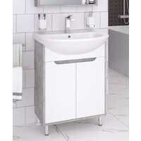 Runo Тумба под умывальник Эко 50 (напольная, белый/серый бетон)