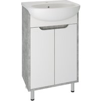 Runo Тумба под умывальник Эко 50 (напольная, белый/серый бетон) Image #2